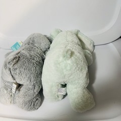 Gray & Teal Bunny Plush Stuffed Animal Bow Ribbon- Easter- Bunnies -Set Of 2