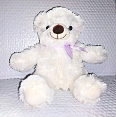 RMS International Color Changing Teddy Bear White Shaggy Fur 10in Soft Plush