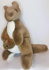 Australian Toys Windmill Brown White Kangaroo Momma W/Baby Joey Soft Plushie