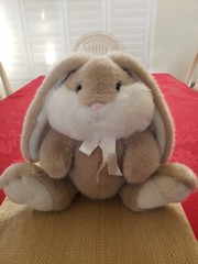 UNIPAK Easter Bunny Plush VTG 90s Tan White Stuffed Animal Toy Rabbit 11″