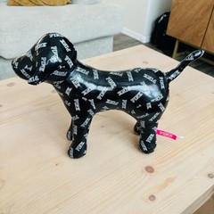 Victoria’s Secret PINK black and white logo vinyl dog plush Y2K Style