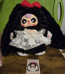 Baby Three 400% Secret black bunny plush toy.