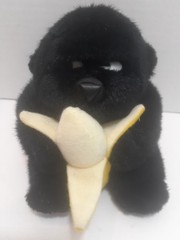 Vintage Platinum Gorilla Holding Banana Side Eye 8″ Plush Monkey Ape 1989