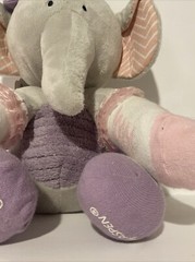 9″ sitting Baby Aspen TOOTSIE ELEPHANT w/ SOCKS gray purple pink plush stuffed