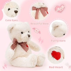 Small Brown Teddy Bear Plush with Heart Cute Stuffed Animal Gift Toy