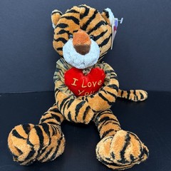 Walmart Stripe Tiger Plush I Love You Heart Stuffed Animal Long Dangly Legs NEW