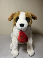 St Bernard Puppy Stuffed Animal Puppy Love Heart Ático International 11”