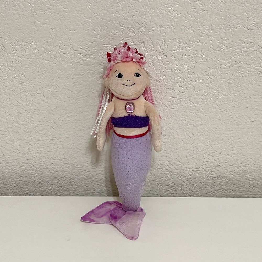 Douglas Cuddle Toys Mermaid Plush Doll Yarn Hair Purple Sparkle 10″