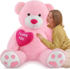 BENINY 52 Inch Pink Giant Teddy Bear with Heart, Big I Love You Stuffed Animal P