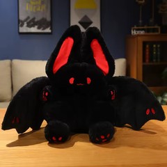 35cm Black Red Bat Rabbit Plush Toy Soft Stuffed Animal Backpack Decor