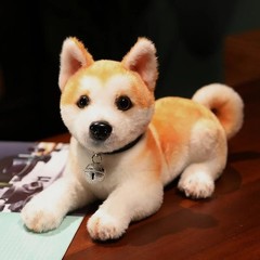 Akita Dog Laying Bell 10 Inch Stuffed Animal Plush Toys Toddler Dolls Kids Gifts