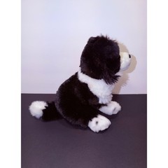 Living Nature Border Collie Plush Puppy Dog Witte Museum Mac Black White 9 Inch