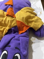 Vintage Crown Crafts Dragon Pillow Buddies Plush Purple, Yellow Orange Rare