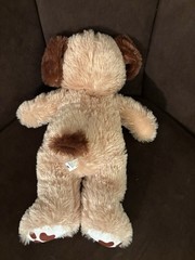 Plush Stuffed Dog Beige Brown White w/ Pink Nose Small 6-14 in Used