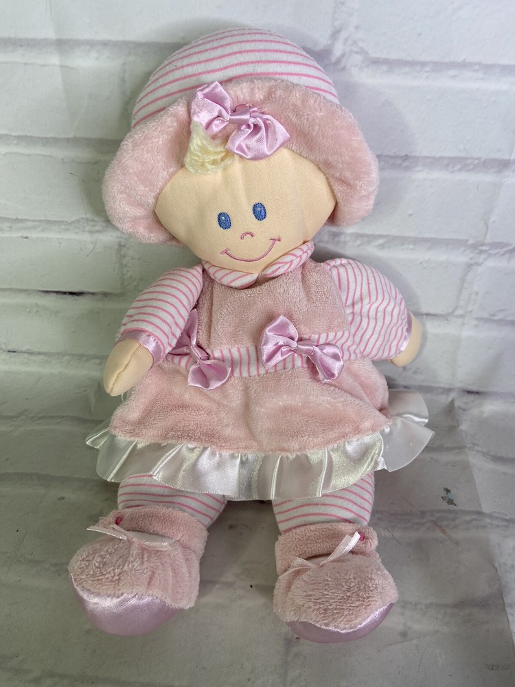 Doll Baby Pink Bows Stripes Dress stuffed plush blonde satin 2010 Kids Preferred