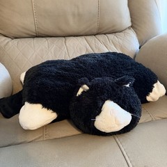 Tuxedo Black White Cat Plush Folding Stuffed Animal Pillow Large Pet VERY CLEAN