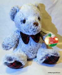 Plush Christmas Bear 9” Blue Grey American Greeting Cards Super Soft NEW