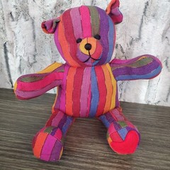 Teddy Bear WEIGHTED 1# Striped Plush 12″ Ruth y Nohemi MultiColor 100% Cotton