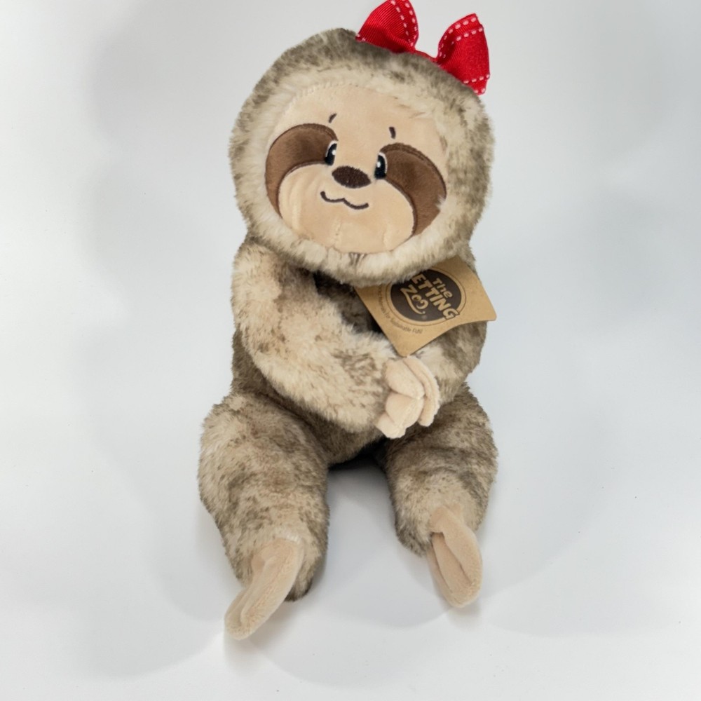 The Petting Zoo Sloth Plush Stuffed Animal 16″ Soft Eco Friendly Toy Bow Stuffie