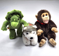 3 Build A Bear Smallfrys Lil’ Furry Friends w Magnet Dino Monkey Husky Dog
