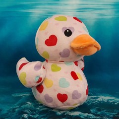 Rubber Duck Plushie 7″ Stuffed Animal Heart Print NEW