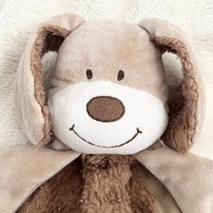Baby Gear Tan Brown Puppy Dog Lovey 14″ Plush Security Blanket Hand Squeakers