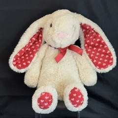 World’s Softest Plush Bunny Stuffed Animal Pinkish Red Fabric Heart Ears Bow