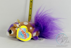 New Fuzzee Tails Sahara Giraffe Stuffed Animal Glitter Eyes Fluffy Tail Toy