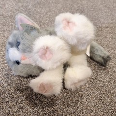KITTY KITTY KITTENS Gray White Purring Plush Blue Eyes Pink Bow 2000 Dsi