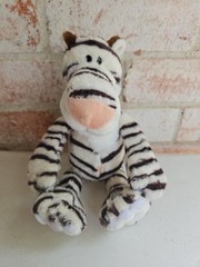 White Tiger Plush Stuffed Animal Peach Belly Buttons Small 9″