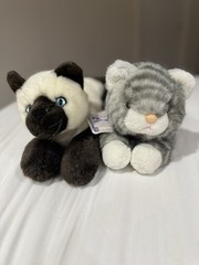 Title: Vintage A&A Plush Cat Lot 90s Siamese & Grey Tabby Kitten Stuffed Animal