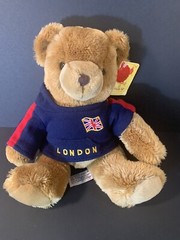 Keel Toys London Teddy Bear Plush Stuffed blue Shirt Hoodie Flag Simply Soft