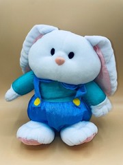 Gibson Greetings Easter Bunny Rabbit Nylon Parachute Plush Overalls Blue 1994