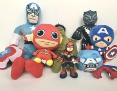 Marvel & DC Plush Lot Hulk Captain America Spiderman Flash Black Panther