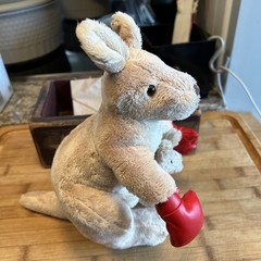 Corroboree Boxing Kangaroo Plush &Joey Stuffed Toy Leather Gloves CA Australia