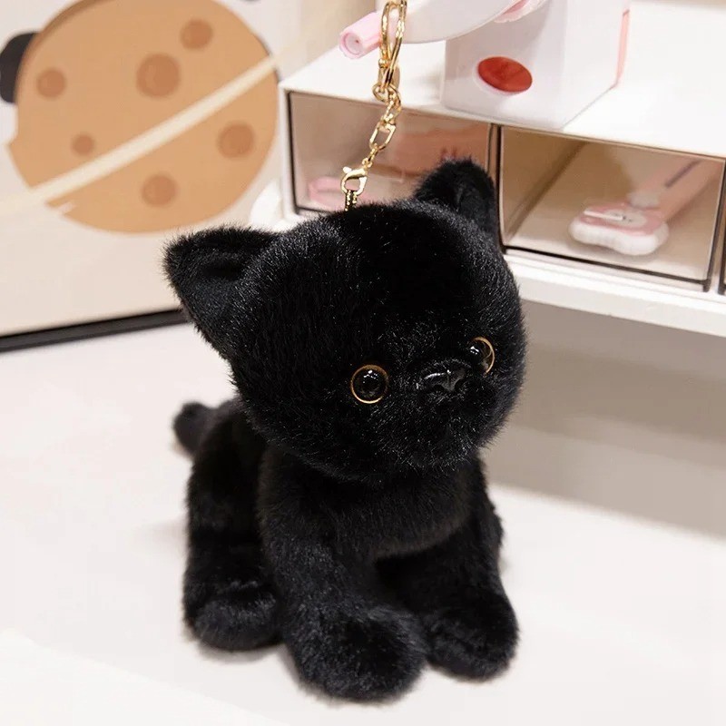 Cat Black 6 Inch Stuffed Animal Plush Dolls Keychains Pendants Lanyards Keyrings