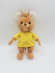 Baby First TV Squeak Toot Brown Mouse Plush Yellow Shirt Lovey Doll Stuffed Toy
