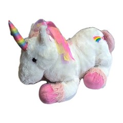 Toys R Us 2016 Geoffrey Unicorn Stuffed 18″ Plush Animal Ribbons Rainbow