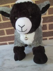 Build A Bear Baby Goat Black & Gray 12″ Long Plush-Medal Jingle Bell Necklace