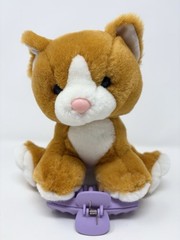 Lemonwood Asia Orange White Kitty Cat Plush Blue Bead Eyes Pink Fuzzy Nose Vtg 9