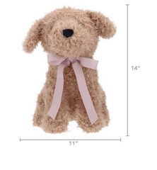 Beige Plush Stuffed Animal Dog with Bow Medium 14 in for Ages 3-4 Years 4-7