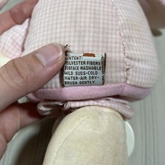 Rare Vintage Baby Gund Musical Pull Down Plush Dog Pink Gingham Q1