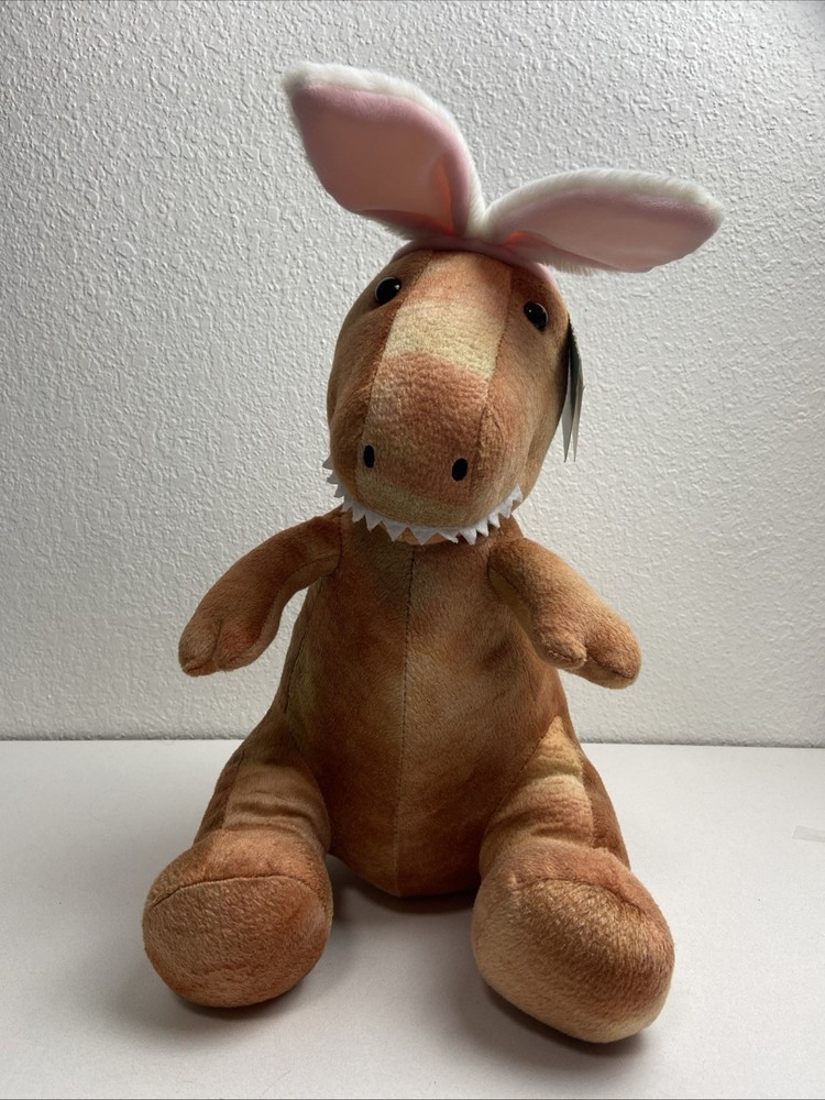 Hug Me Dinosaur With Easter Bunny Ears New With Tag 14” Textured Pattern On Skin