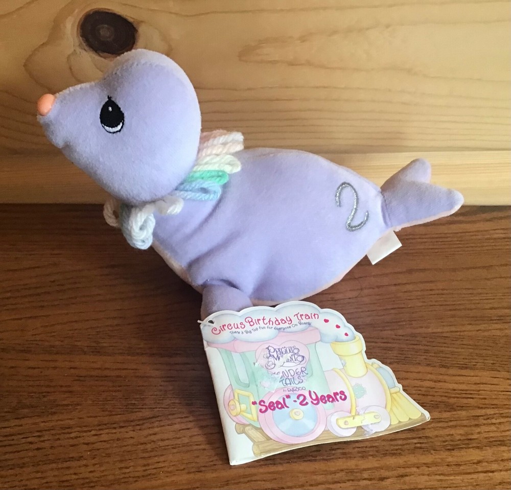 Vtg Precious Moments Tender Tails Circus Birthday Train Seal 2 Years Plush Toy
