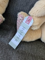 FOUR *New* Pier 1 One Hopper Bunny Rabbit Plush Tan Floral Soft Stuffed Animals