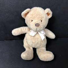 Carters Teddy Bear Plush 6″ Tan Satin Bow Baby Lovey 49309 Sewn Eyes Lovey