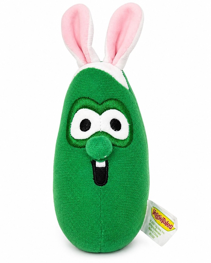 Veggie Tales 8″ Larry Cucumber Green w Pink Bunny Ears 2018 Plush Stuffed Toy