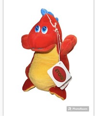 HTF Vtg 1986 Etone Dinosaur Red Blue Yellow Animal Toy 7″ inch With Tags