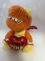 Orange Dragon Plush Stuffed Animal ‘You’re Fire’ Heart Valentine’s Day Gift
