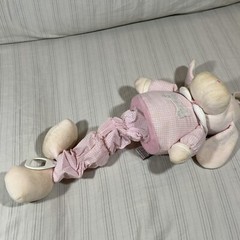 Rare Vintage Baby Gund Musical Pull Down Plush Dog Pink Gingham Q1